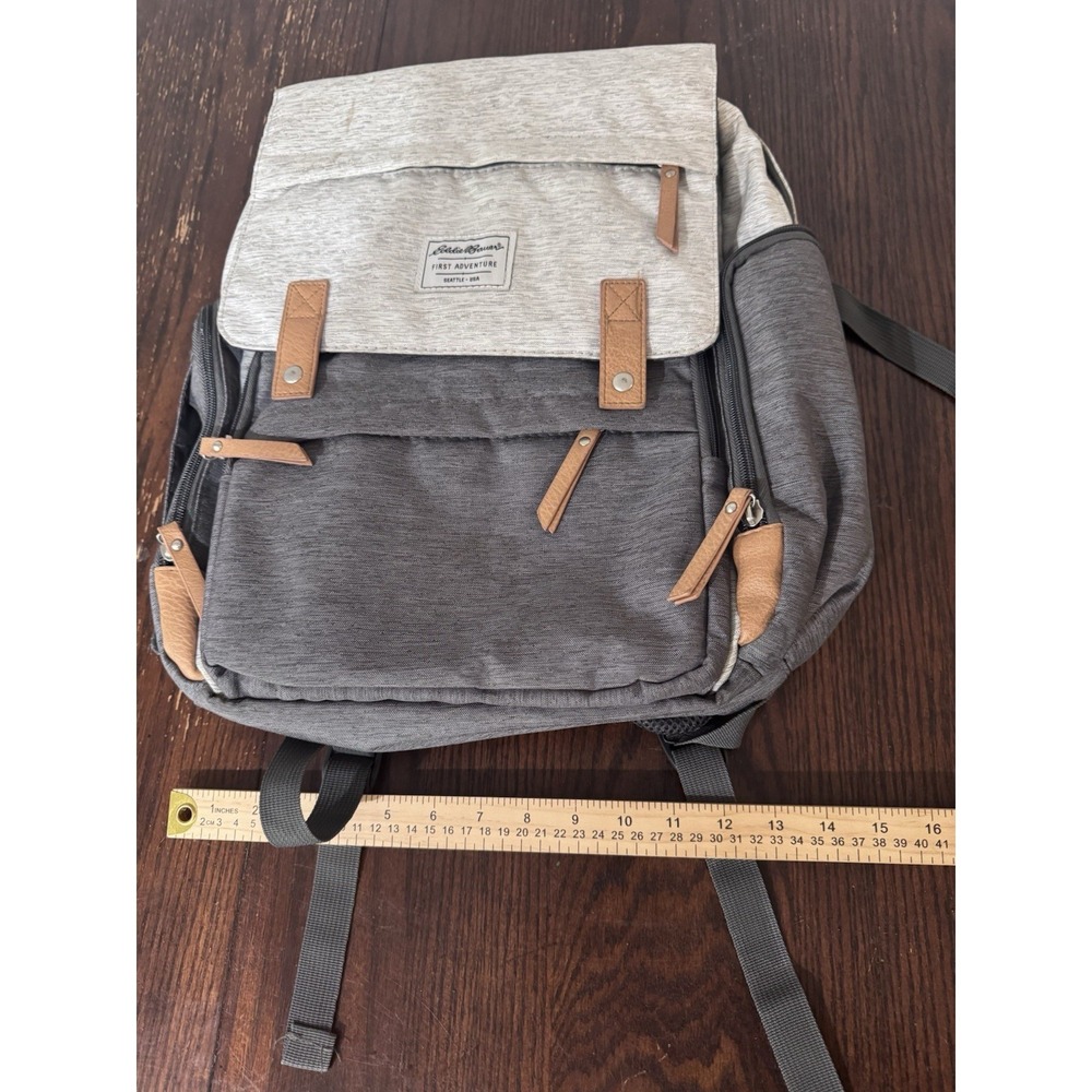 Eddie Bauer Cascade First Adventure Backpack Diaper Bag - Gray Preppy Neutral - Picture 2 of 11